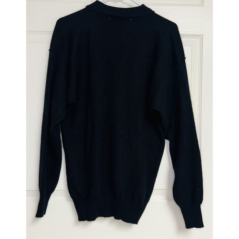 Ann Tjian for Kenar Women’s Lambswool Sweater Sz Medium Black 4 Button - Picture 2 of 7